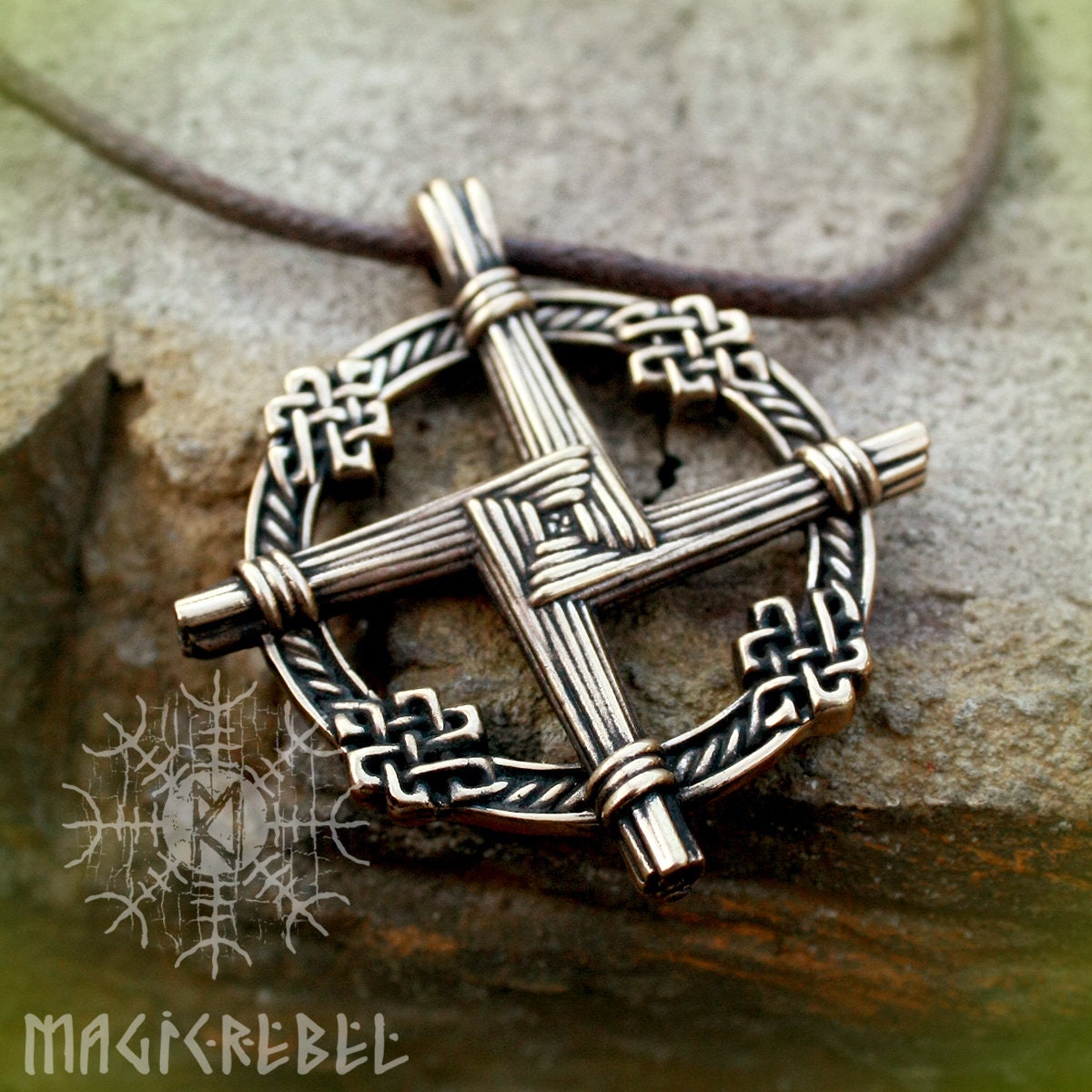 Brigid's Cross, Bronze Celtic Cross, Brighid’s Cross, St Brigit’s Cross, Irish Cross, Celtic Talisman Pendant, Celtic Necklace