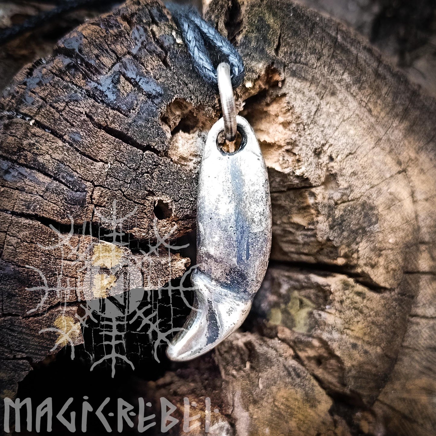 Silver Wolf Fang, Wolf Tusk, Fenrir Tooth, Pagan Tribal Pendant, Viking Nordic Amulet, Sterling Silver Necklace | Handmade by MagicRebel