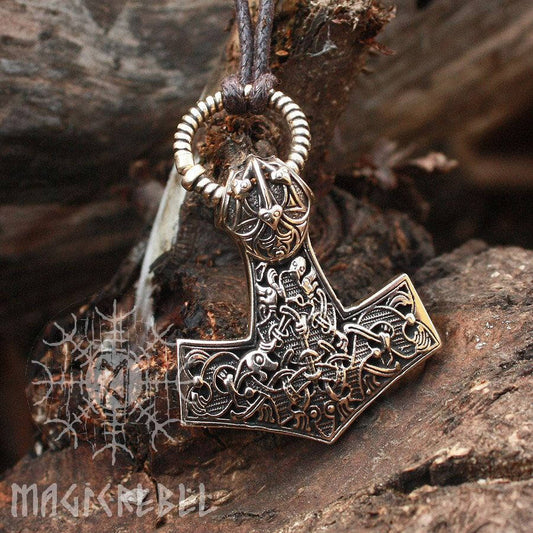 Viking Mjolnir, Viking Necklace, Mjolnir Necklace, Viking Pendant, Thor Hammer, Nordic Mjolnir, Bronze Pendant, BM7