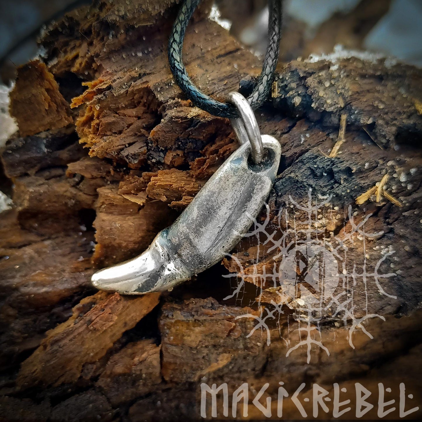 Silver Wolf Fang, Wolf Tusk, Fenrir Tooth, Pagan Tribal Pendant, Viking Nordic Amulet, Sterling Silver Necklace | Handmade by MagicRebel