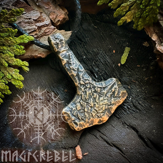 Bronze Mjolnir, Viking Thor's Hammer, Nordic Mjolnir, Pagan Medieval Tool, Thor Hammer Pendant Necklace | Handmade by MagicRebel