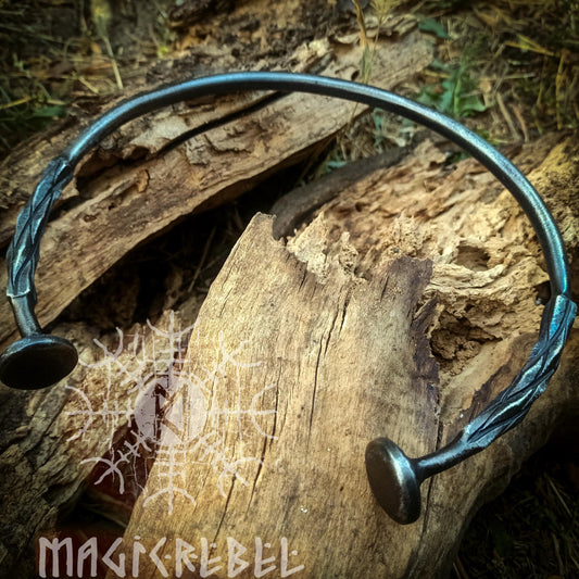 Forged Iron Viking Neck Torc, Medieval Nordic Hand forged Torque