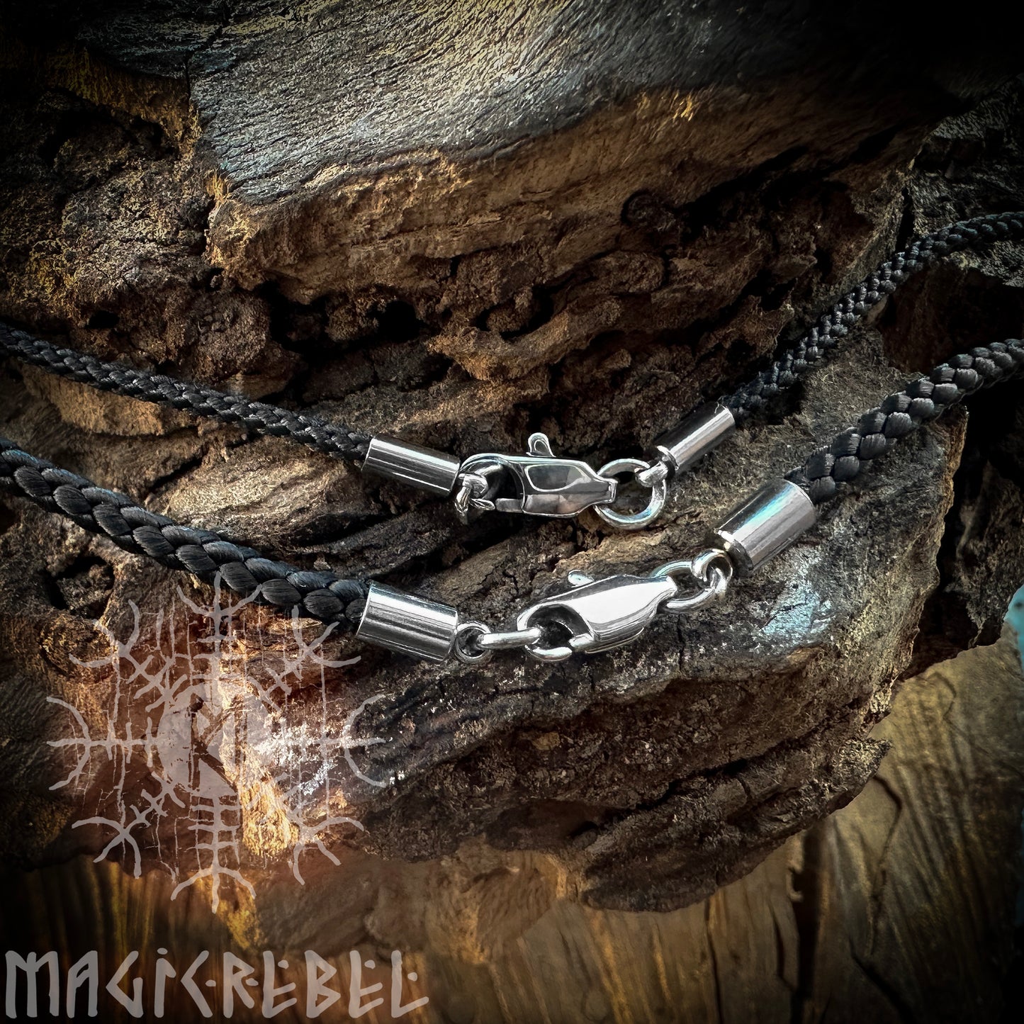 Black Dacron Polyester Cord Necklace with Stainless Steel Lobster Claw Clasp Connector