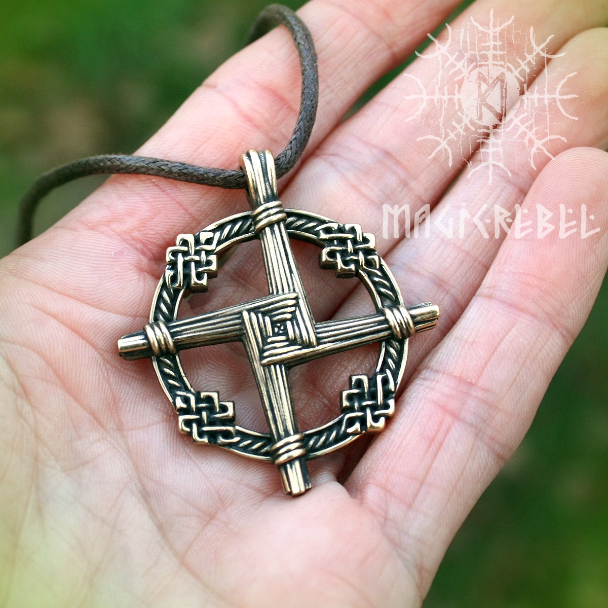 Brigid's Cross, Bronze Celtic Cross, Brighid’s Cross, St Brigit’s Cross, Irish Cross, Celtic Talisman Pendant, Celtic Necklace