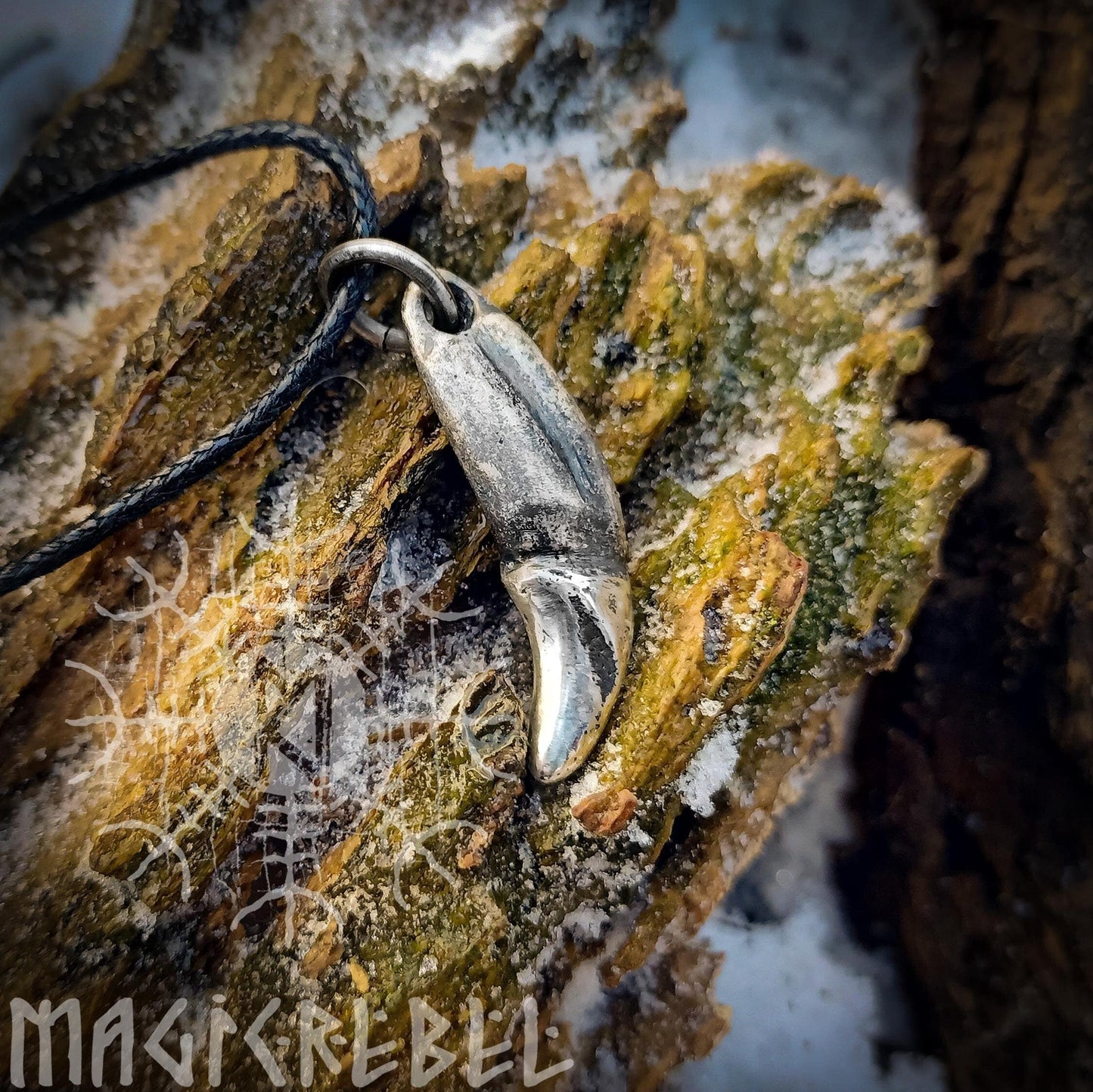 Silver Wolf Fang, Wolf Tusk, Fenrir Tooth, Pagan Tribal Pendant, Viking Nordic Amulet, Sterling Silver Necklace | Handmade by MagicRebel