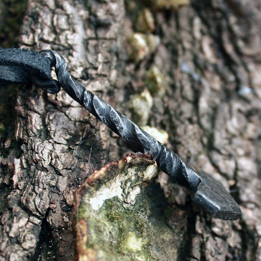 Forged Iron Viking Thor Hammer Handmade Mjolnir Nordic Pagan Medieval Tool Pendant Necklace