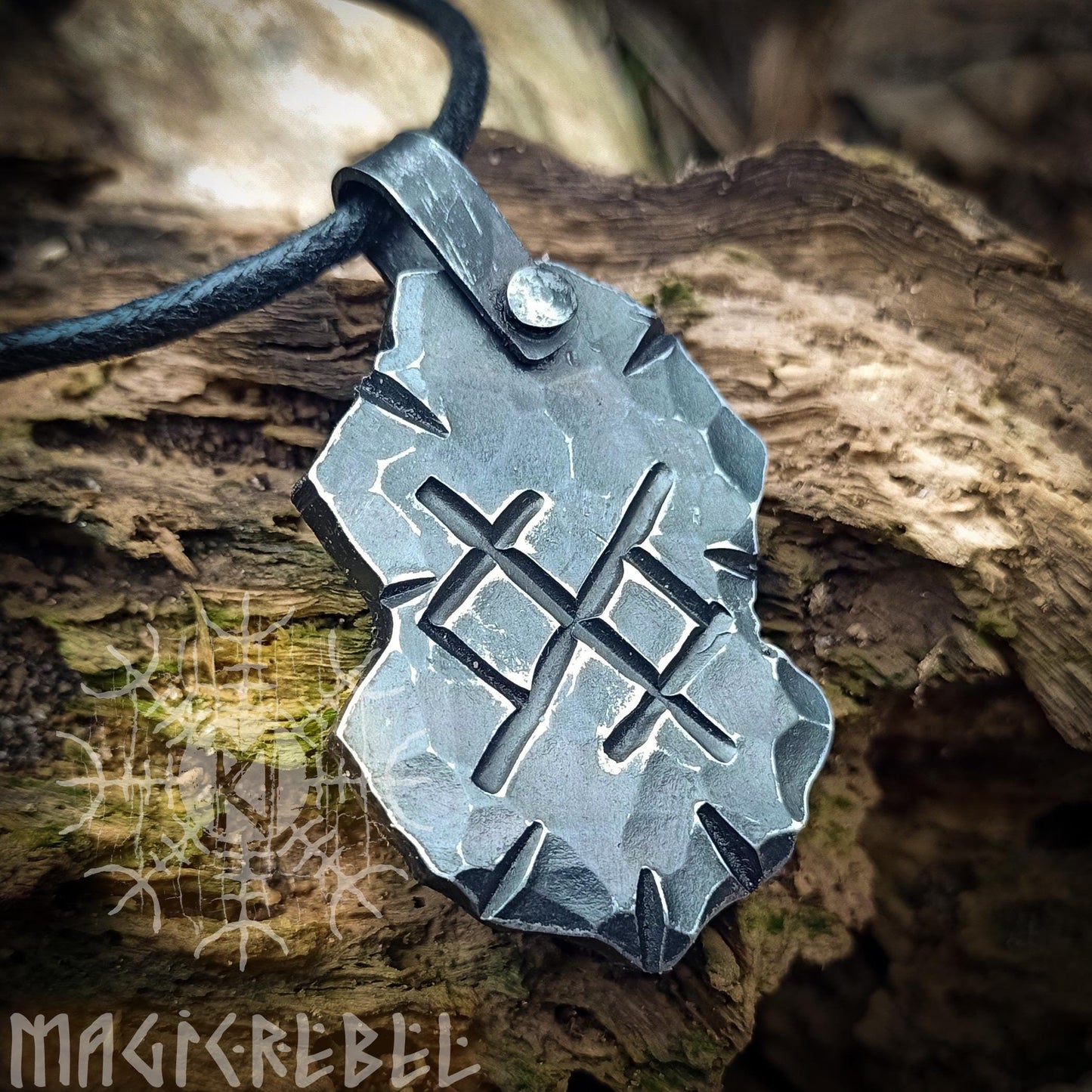 Infinite Love Rune, Forged Iron Eternal Love Rune, Gebo Jera Viking Runes, Runic Amulet, Nordic Pendant, Viking Necklace, Talisman Necklace