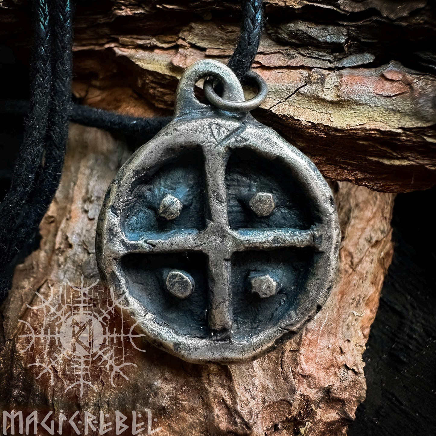 Silver Sun Cross, Solar Odin Wheel of Taranis, Viking Pagan Pendant, Nordic Amulet Necklace