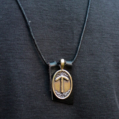 Bronze Teiwaz Rune Yggdrasil Viking Amulet Runic Nordic Pendant Talisman Necklace