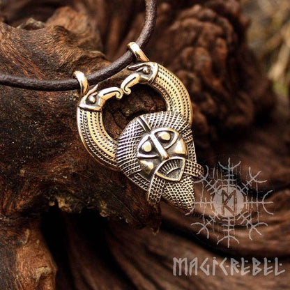 Odin Viking Pendant, Huginn Muninn Ravens, Nordic God, Rune Gar, Spear Necklace, Bronze Pendant
