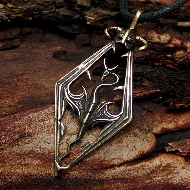 The Elder Scrolls Bronze Dovahkiin Helmet Septim Empire Game Series 3D Pendant