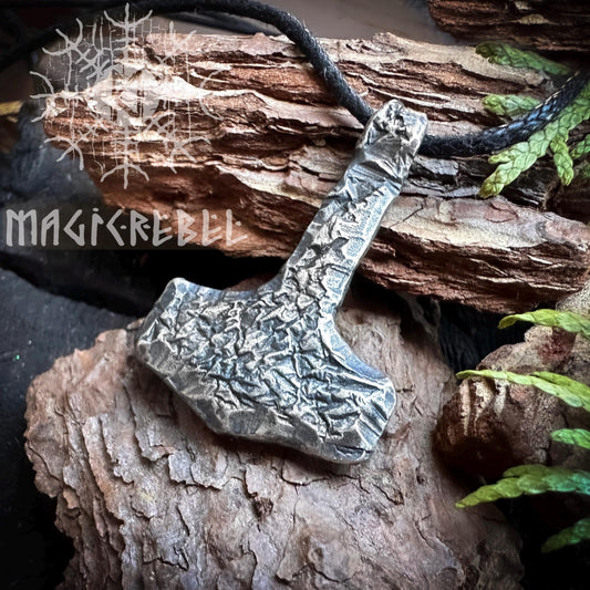 Sterling Silver Mjolnir, Viking Thor's Hammer, Nordic Mjolnir, Pagan Medieval Tool, Thor Hammer Pendant Necklace | Handmade by MagicRebel