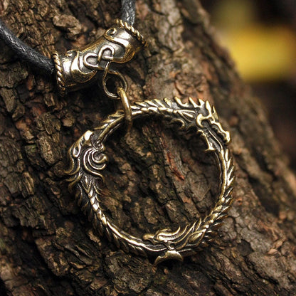 Bronze Ouroboros Skyrim Elder Scrolls Gamer 3D Pendant Necklace