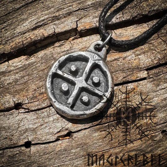 Silver Sun Cross, Solar Odin Wheel of Taranis, Viking Pagan Pendant, Nordic Amulet Necklace