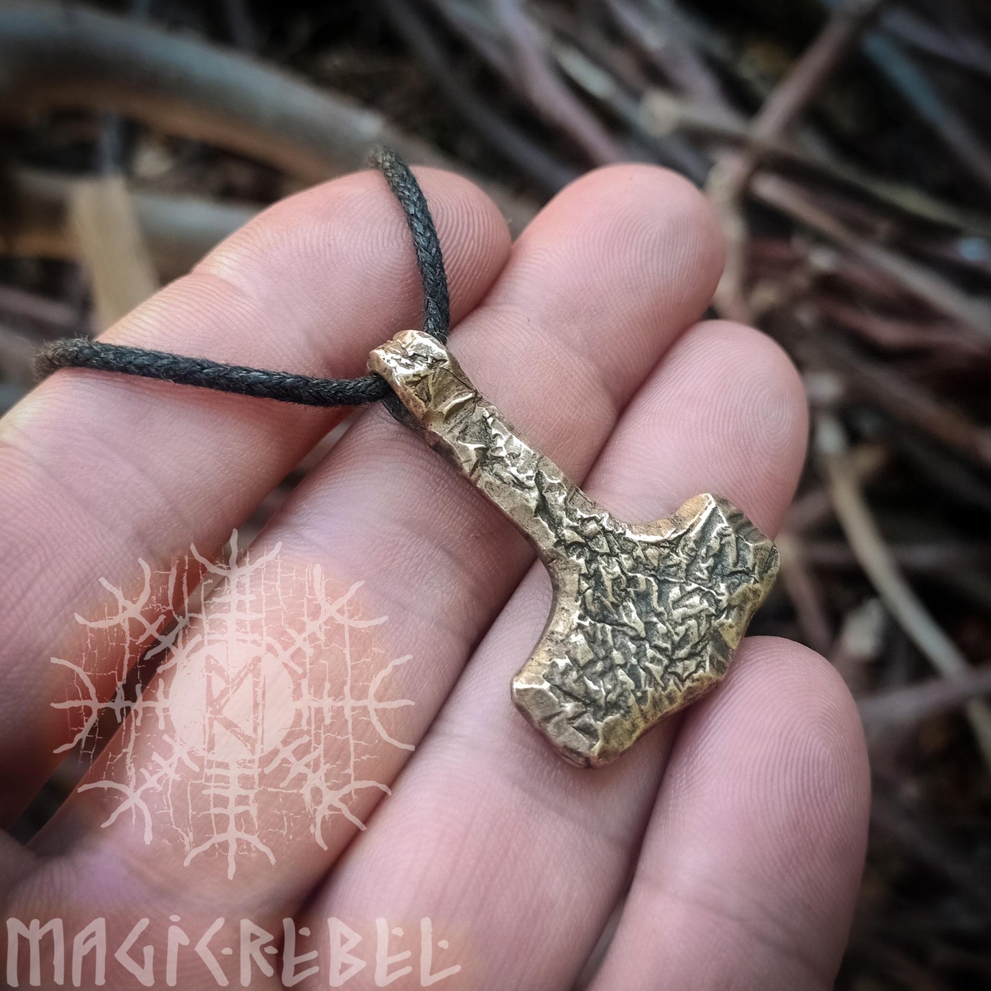 Bronze Mjolnir, Viking Thor's Hammer, Nordic Mjolnir, Pagan Medieval Tool, Thor Hammer Pendant Necklace | Handmade by MagicRebel