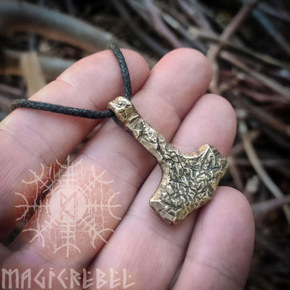 Bronze Mjolnir, Viking Thor's Hammer, Nordic Mjolnir, Pagan Medieval Tool, Thor Hammer Pendant Necklace | Handmade by MagicRebel
