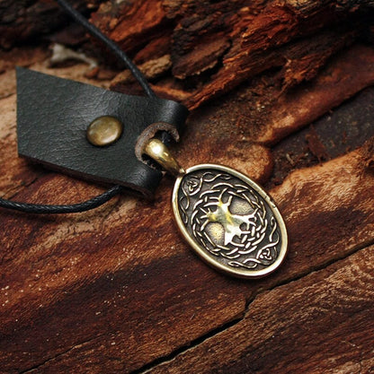 Bronze Teiwaz Rune Yggdrasil Viking Amulet Runic Nordic Pendant Talisman Necklace