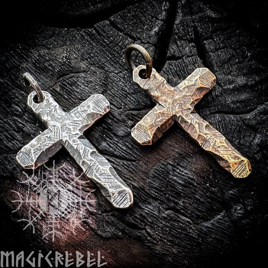 Sterling Silver Crucifix 925 Pendant, Rustic Cross Necklace