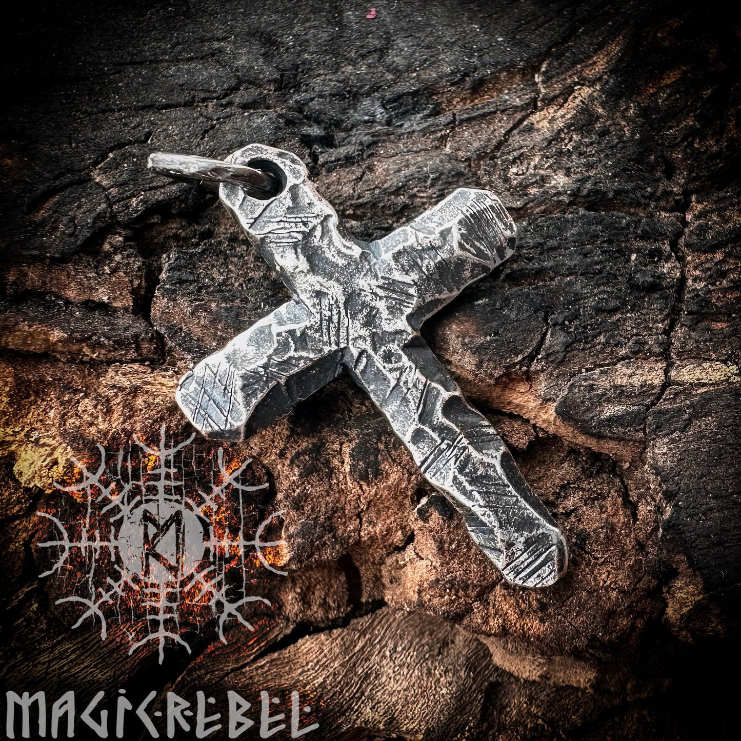 Silver Cross, Sterling Silver Crucifix, 925 Silver Pendant, Bronze Cross, Rustic Cross Necklace CX2 | Handmade by MagicRebel