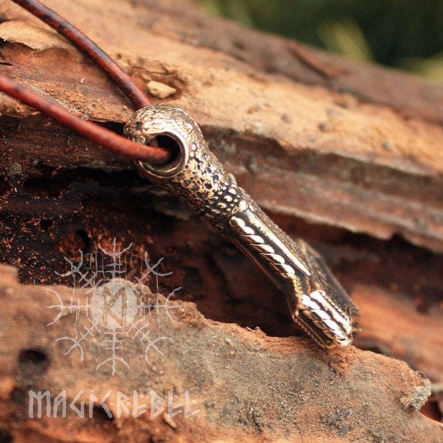 Viking Mjölnir Pendant, Bronze Thor's Hammer Nordic 3D Amulet Talisman Necklace