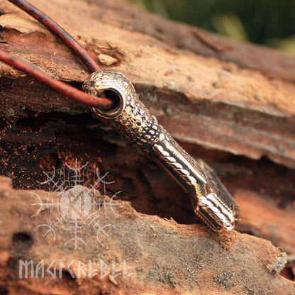 Viking Mjölnir Pendant, Bronze Thor's Hammer Nordic 3D Amulet Talisman Necklace