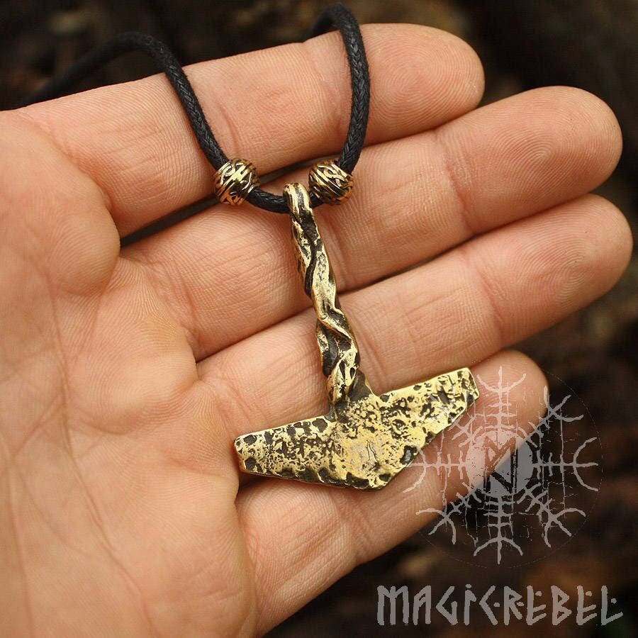 Mjolnir pendant Handmade Rustic Twisted Vikings Thor Hammer Tool Pendant Necklace