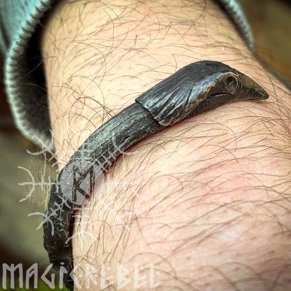 Forged Iron Arm Ring with Ravens, Odin Medieval Nordic Torc Bracelet
