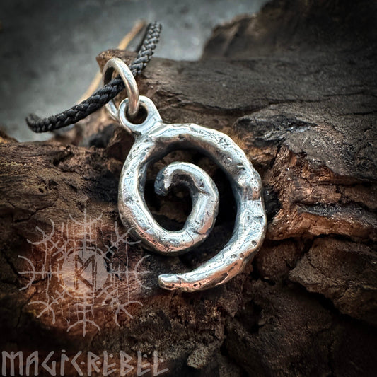 Sterling Silver Spiral, 925 Silver Swirl, Celtic Spiral Pendant, Norse Mythology Necklace, Viking Jewelry | Handmade by MagicRebel