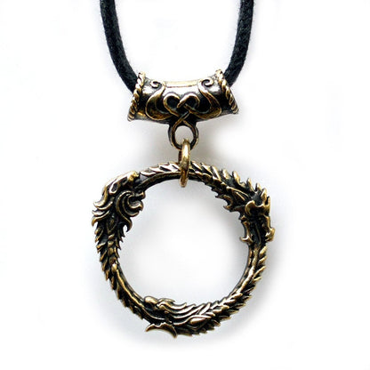 Bronze Ouroboros Skyrim Elder Scrolls Gamer 3D Pendant Necklace