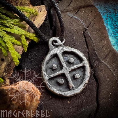 Silver Sun Cross, Solar Odin Wheel of Taranis, Viking Pagan Pendant, Nordic Amulet Necklace
