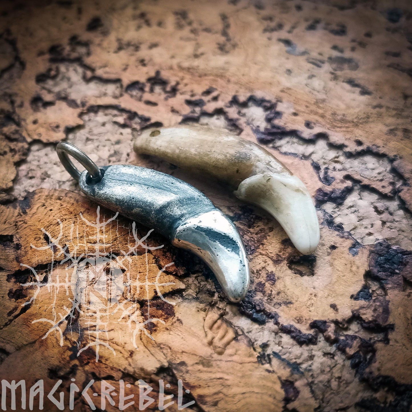 Silver Wolf Fang, Wolf Tusk, Fenrir Tooth, Pagan Tribal Pendant, Viking Nordic Amulet, Sterling Silver Necklace | Handmade by MagicRebel