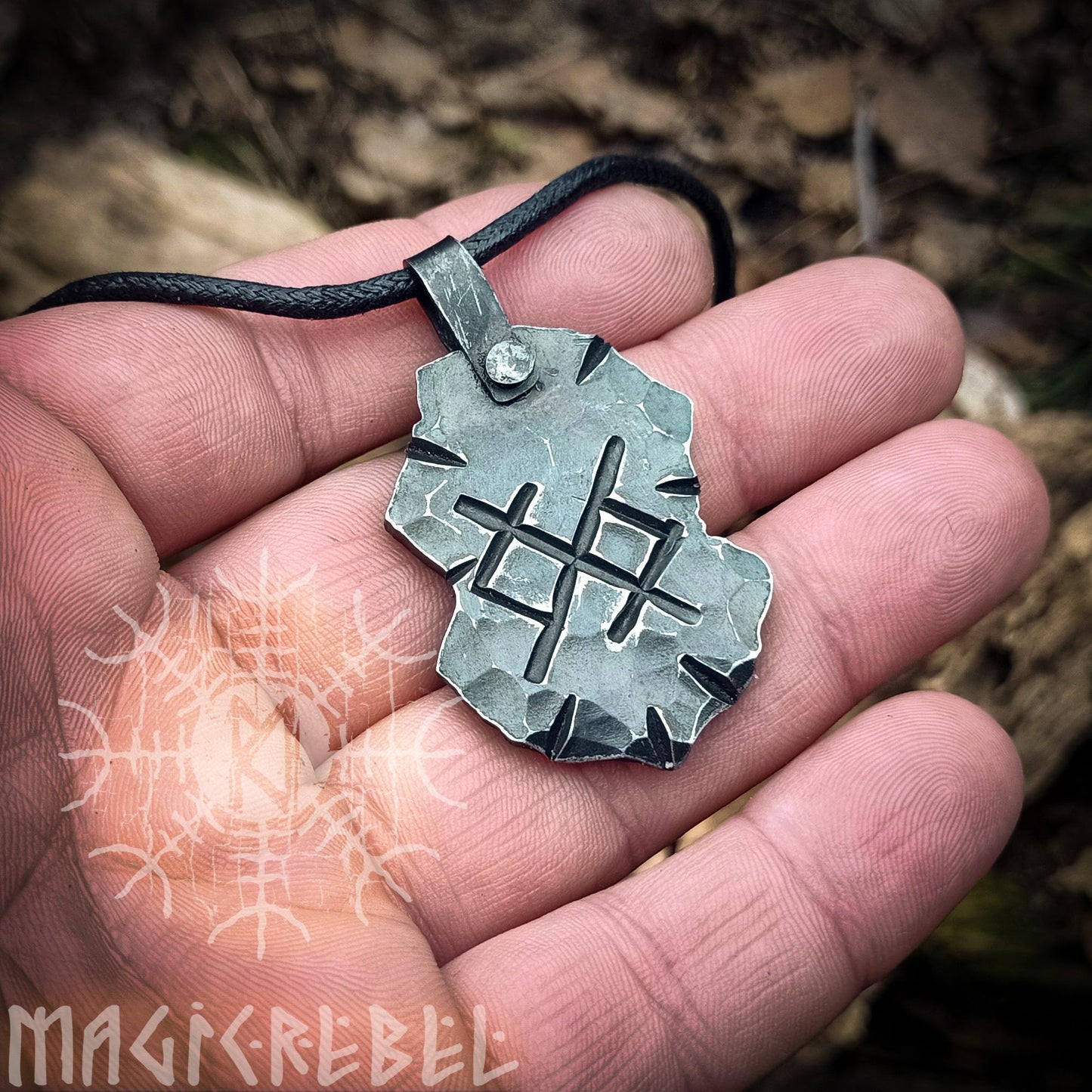 Infinite Love Rune, Forged Iron Eternal Love Rune, Gebo Jera Viking Runes, Runic Amulet, Nordic Pendant, Viking Necklace, Talisman Necklace
