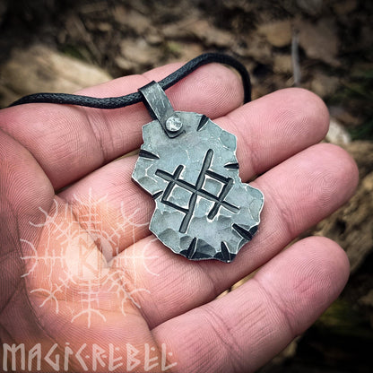 Infinite Love Rune, Forged Iron Eternal Love Rune, Gebo Jera Viking Runes, Runic Amulet, Nordic Pendant, Viking Necklace, Talisman Necklace