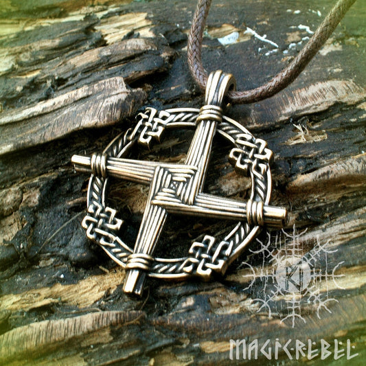 Brigid's Cross, Bronze Celtic Cross, Brighid’s Cross, St Brigit’s Cross, Irish Cross, Celtic Talisman Pendant, Celtic Necklace