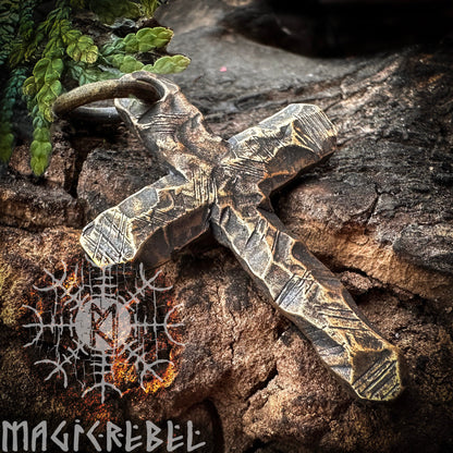 Silver Cross, Sterling Silver Crucifix, 925 Silver Pendant, Bronze Cross, Rustic Cross Necklace CX2 | Handmade by MagicRebel