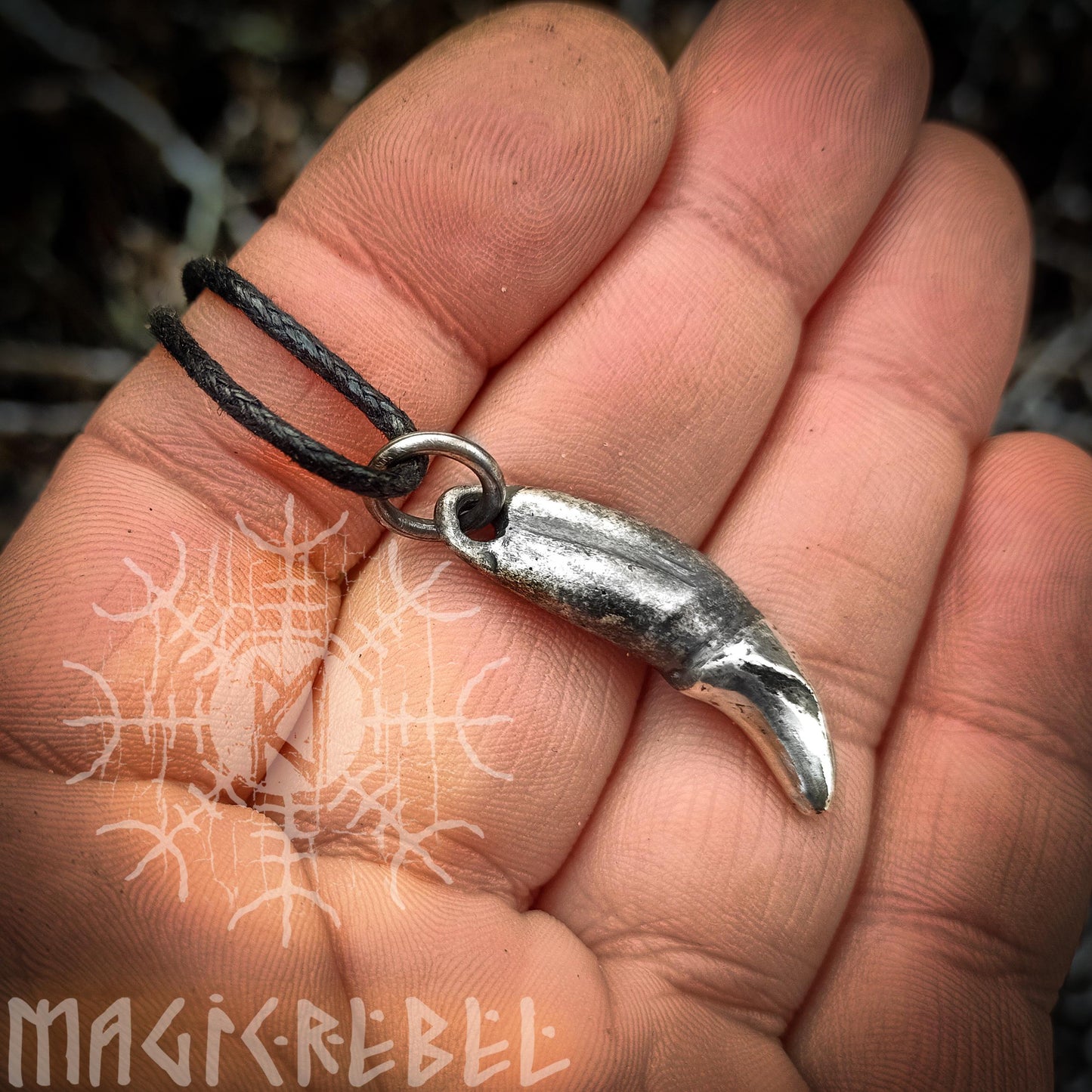 Silver Wolf Fang, Wolf Tusk, Fenrir Tooth, Pagan Tribal Pendant, Viking Nordic Amulet, Sterling Silver Necklace | Handmade by MagicRebel