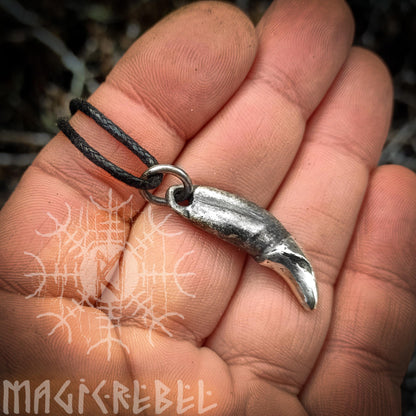 Silver Wolf Fang, Wolf Tusk, Fenrir Tooth, Pagan Tribal Pendant, Viking Nordic Amulet, Sterling Silver Necklace | Handmade by MagicRebel