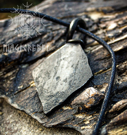 Forged Iron Love Rune Pendant, Viking Amulet Nordic Talisman Necklace, Valentine's gift