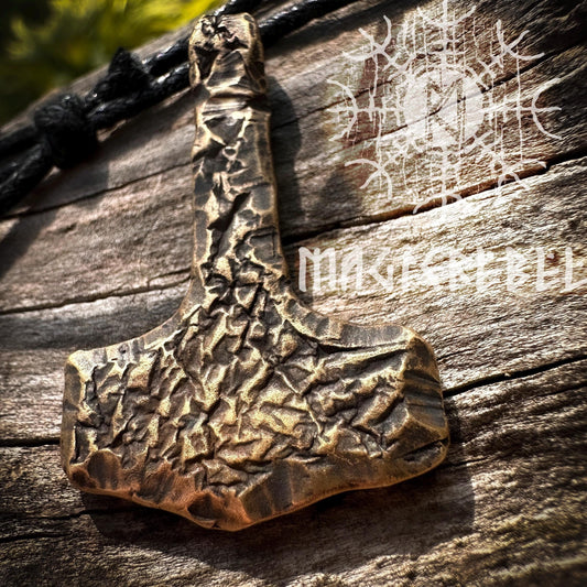 Bronze Mjolnir, Viking Thor's Hammer, Nordic Mjolnir, Pagan Medieval Tool, Thor Hammer Pendant Necklace | Handmade by MagicRebel