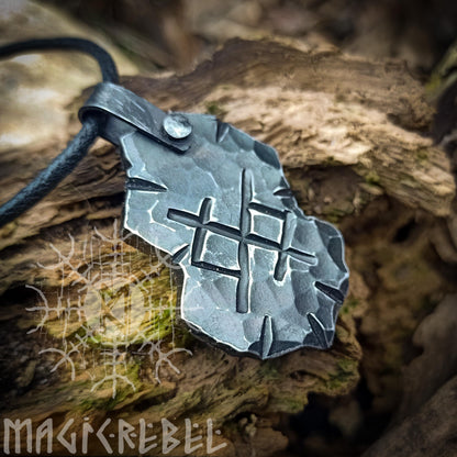 Infinite Love Rune, Forged Iron Eternal Love Rune, Gebo Jera Viking Runes, Runic Amulet, Nordic Pendant, Viking Necklace, Talisman Necklace