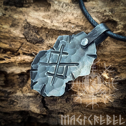 Infinite Love Rune, Forged Iron Eternal Love Rune, Gebo Jera Viking Runes, Runic Amulet, Nordic Pendant, Viking Necklace, Talisman Necklace