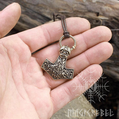 Viking Mjolnir, Viking Necklace, Mjolnir Necklace, Viking Pendant, Thor Hammer, Nordic Mjolnir, Bronze Pendant, BM7