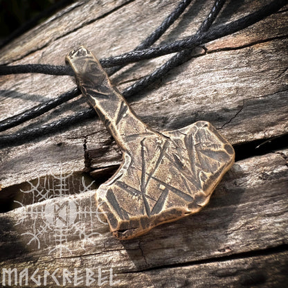 Bronze Mjolnir, Viking Thor's Hammer, Nordic Mjolnir, Pagan Medieval Tool, Thor Hammer Pendant Necklace | Handmade by MagicRebel