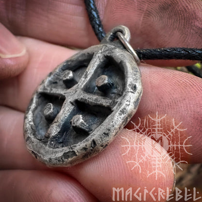 Silver Sun Cross, Solar Odin Wheel of Taranis, Viking Pagan Pendant, Nordic Amulet Necklace
