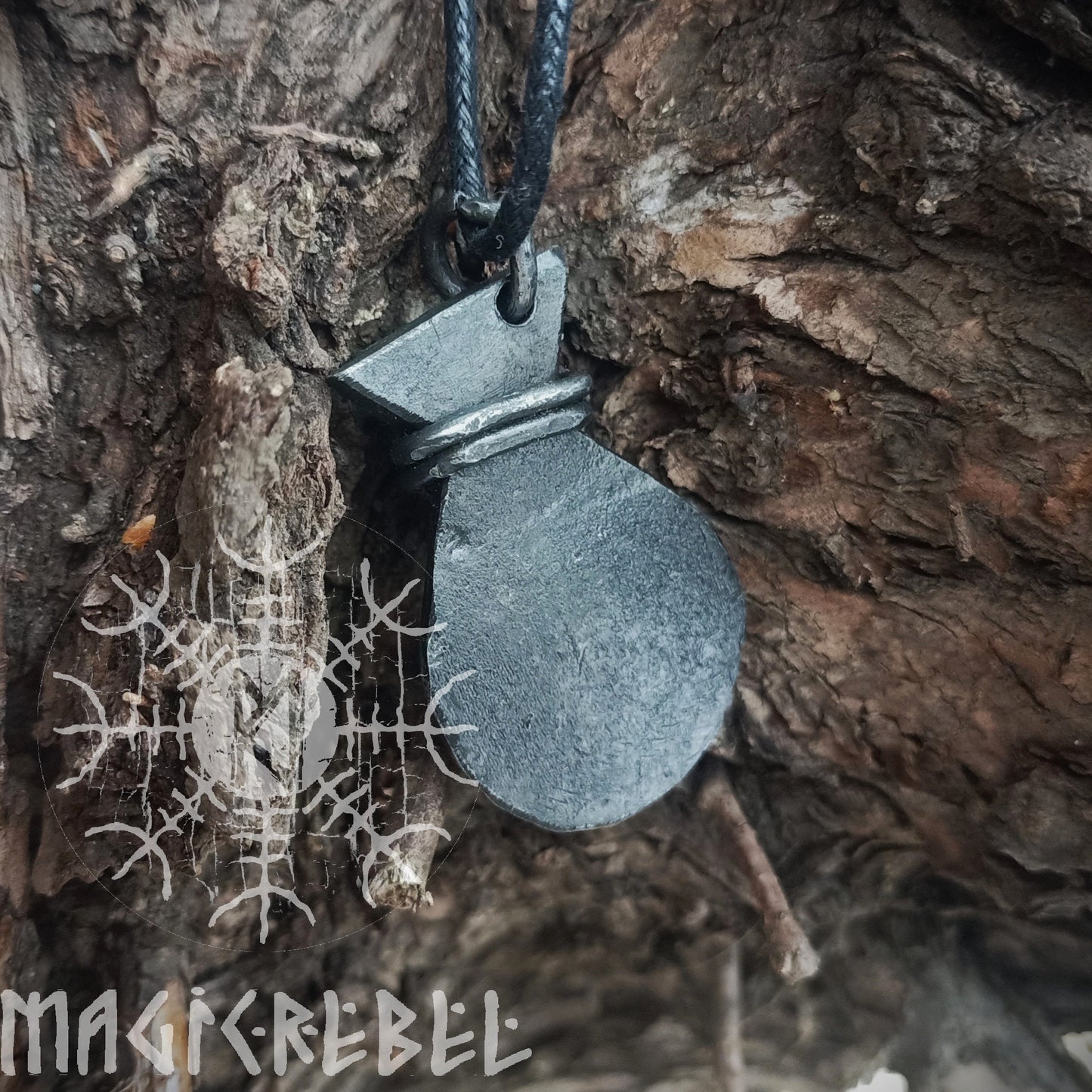Forged Iron Love Rune Pendant Viking Amulet Pouch Nordic Talisman Necklace