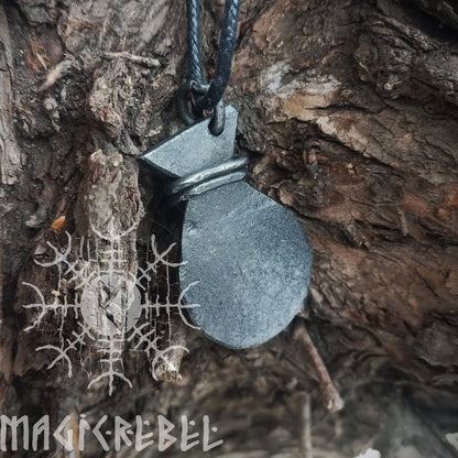 Forged Iron Love Rune Pendant Viking Amulet Pouch Nordic Talisman Necklace