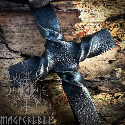 Forged Iron Cross Wrought Iron Crucifix Steel Pendant Christian Cross Necklace