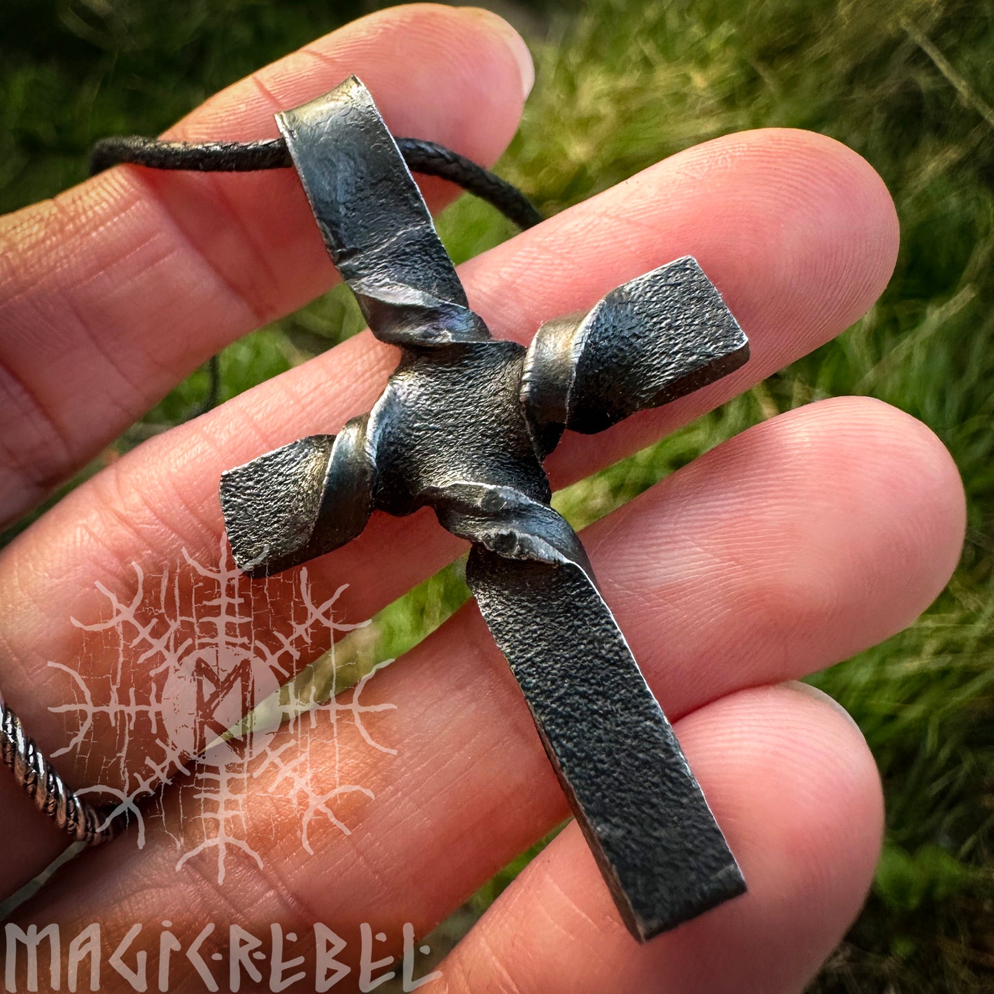 Forged Iron Cross Wrought Iron Crucifix Steel Pendant Christian Cross Necklace
