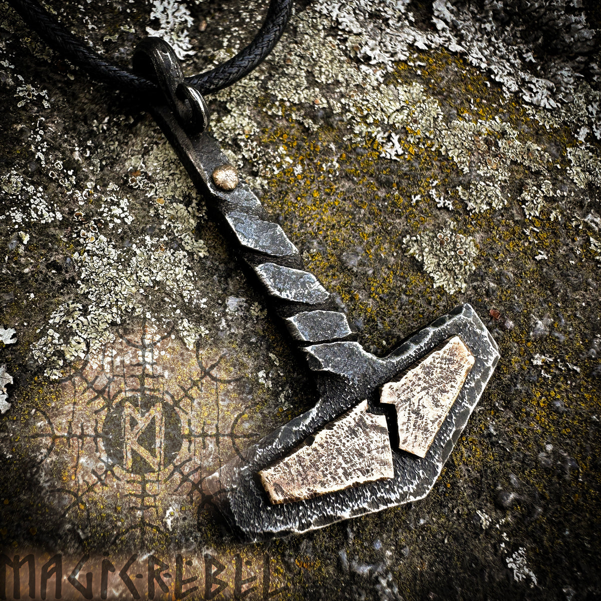 Forged Iron Viking Thor Hammer Handmade Mjolnir Thunderbolt Nordic Pagan Medieval Pendant Necklace