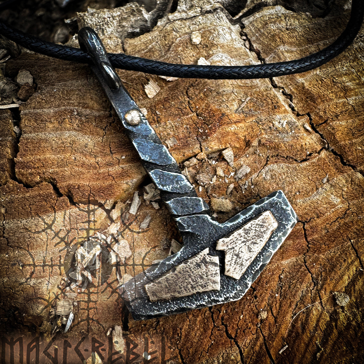Forged Iron Viking Thor Hammer Handmade Mjolnir Thunderbolt Nordic Pagan Medieval Pendant Necklace